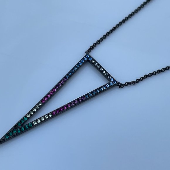 Nadri Necklaces Hematite tone cubic zirconia Trian - Picture 10 of 15